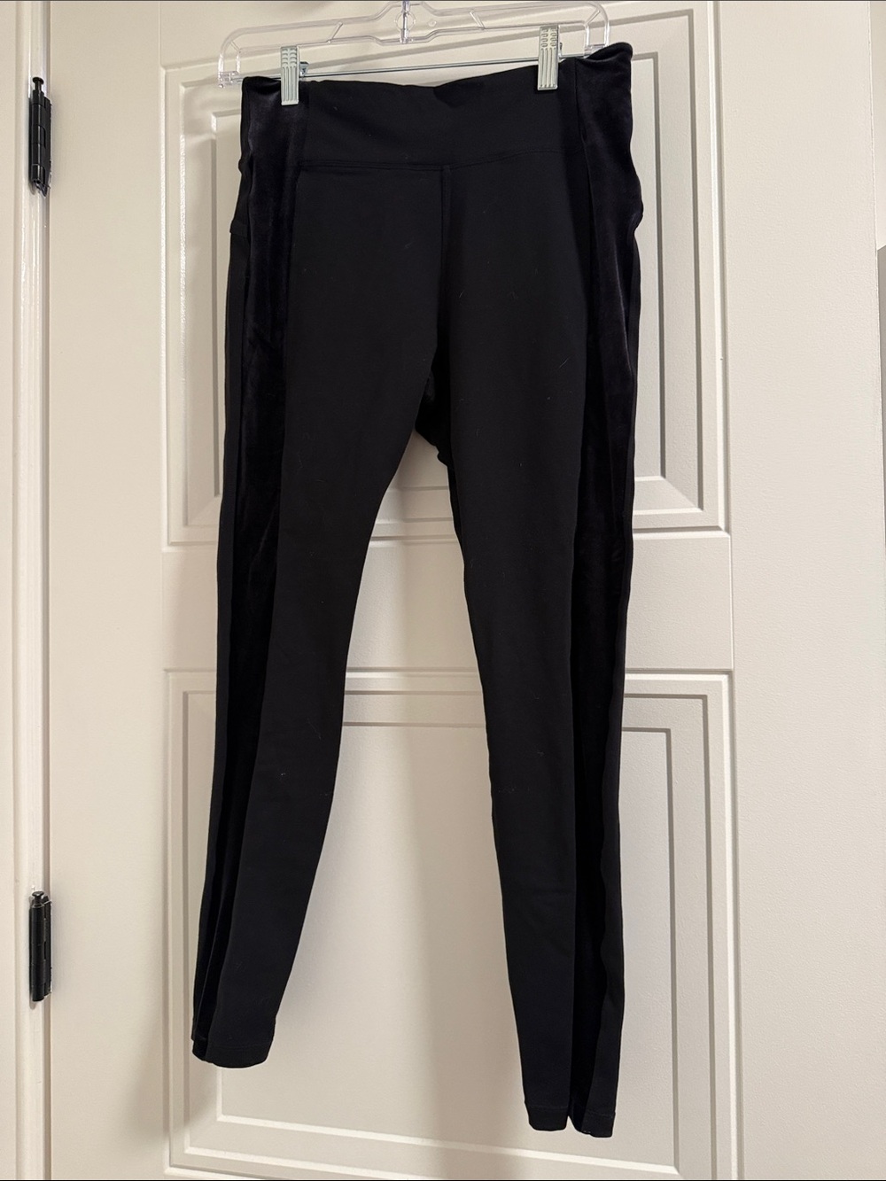 Athleta Black High-Rise Leggings with Velvet Side Panels